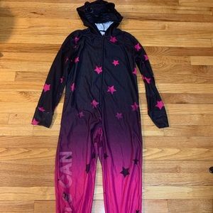 Girls Justice Onesie sleeper, pajamas /sleepwear with pink stars/cat hood 10
